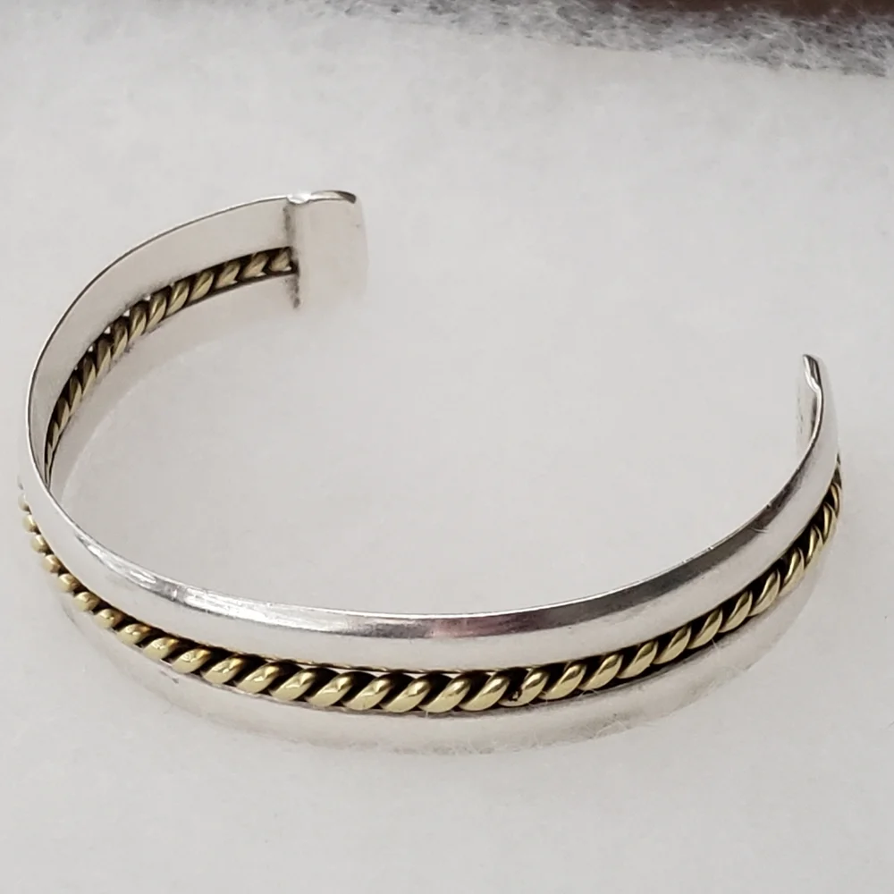 Silpada Sterling Silver Brass Braid Vintage Cuff B0001 - Picture 6 of 12
